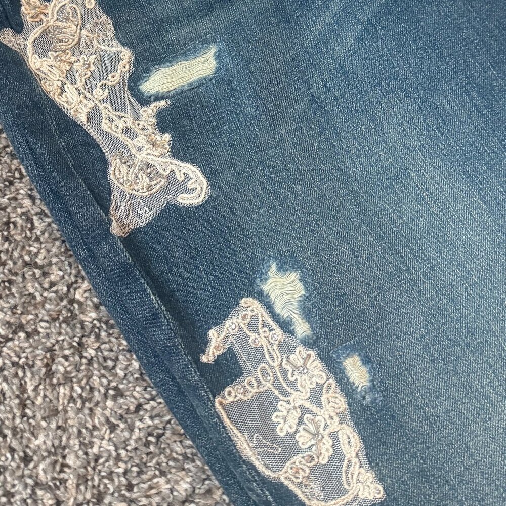 RALPH LAUREN LADIES EMBROIDERY RELAXED TAPER DENIM JEANS - Picture 3 of 8